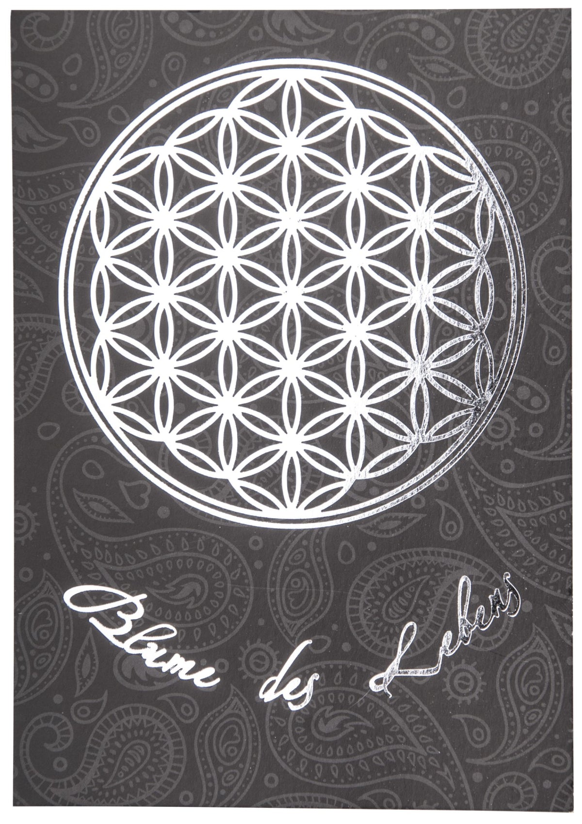 Blume des Lebens Postkarte Silber/Schwarz DINA6 – Seelenecho
