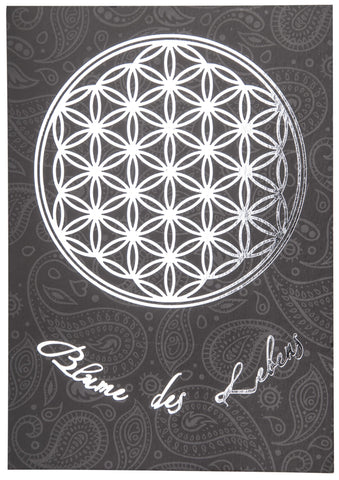 Blume des Lebens Postkarte Silber/Schwarz DINA6 – Seelenecho