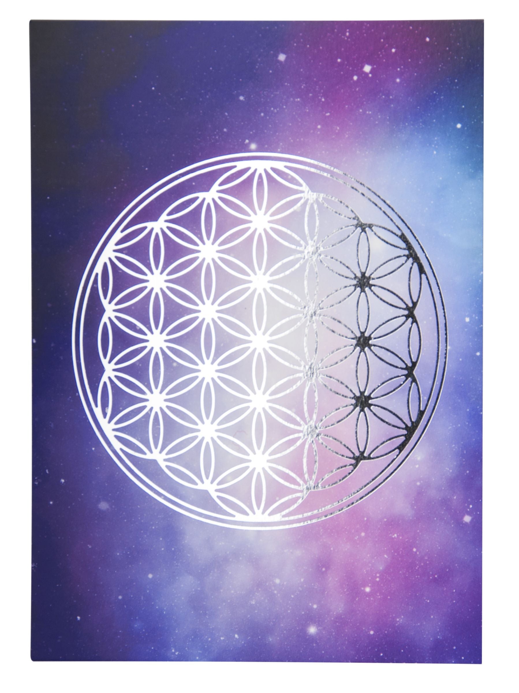 Blume des Lebens Postkarte Universum Silber DINA6 – Seelenecho