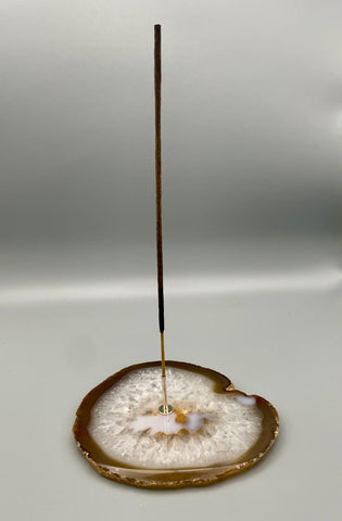 Räucherstäbchenhalter aus Achatscheibe ca. 10-13cm