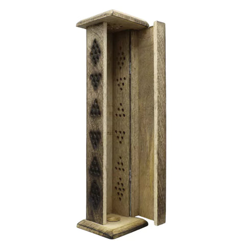 Räucherturm aus Holz mit Mandala – für Räucherstäbchen
