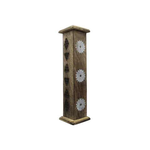 Räucherturm aus Holz mit Mandala – für Räucherstäbchen
