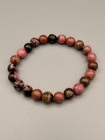 Rhodonit-Armband – Herzheilung und innere Stärke (ca. 8 mm / 19 cm)