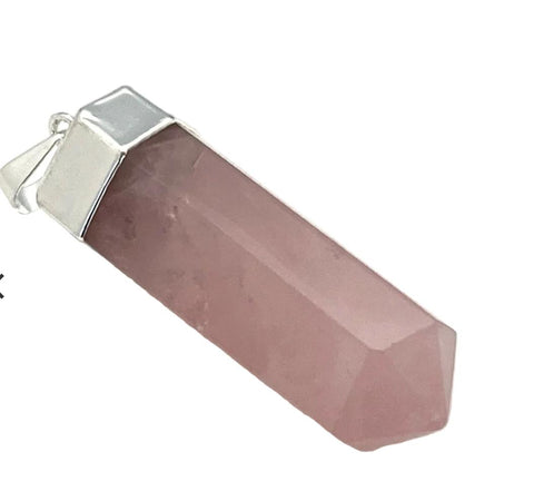 Kristallspitze Anhänger 2 cm – versilbert & nickelfrei | Bergkristall, Rosenquarz, Citrin oder Amethyst