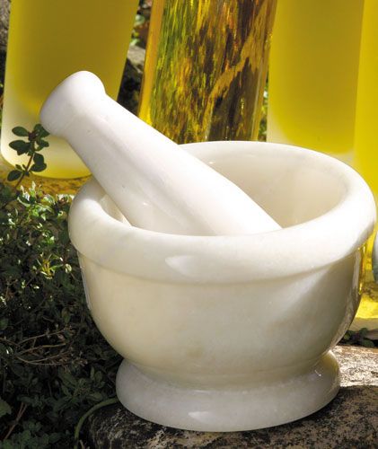 Mörser aus weißem Marmor Durchm.12 cm, H.9 cm – Seelenecho