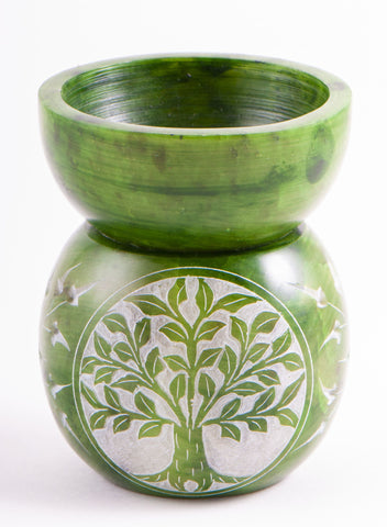 Aromalampe Kugel Yggdrasil, grün Speckstein – Seelenecho