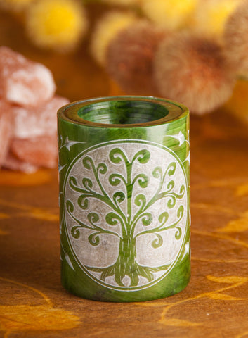 Aromalampe Zylinder Yggdrasil, grün, Speckstein – Ansicht 2
