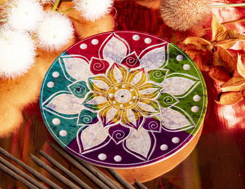 Specksteinhalter rund Buntes Mandala – Ansicht 4