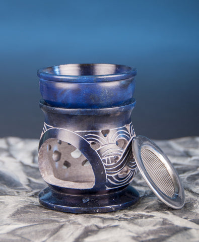 Aromalampe "Keltischer Knoten" mit Sieb Speckstein blau, 10 cm hoch – Ansicht 2