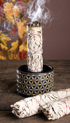 Smudge Bowl, Blume des Lebens groß Speckstein, handgeschnitzt – Ansicht 2