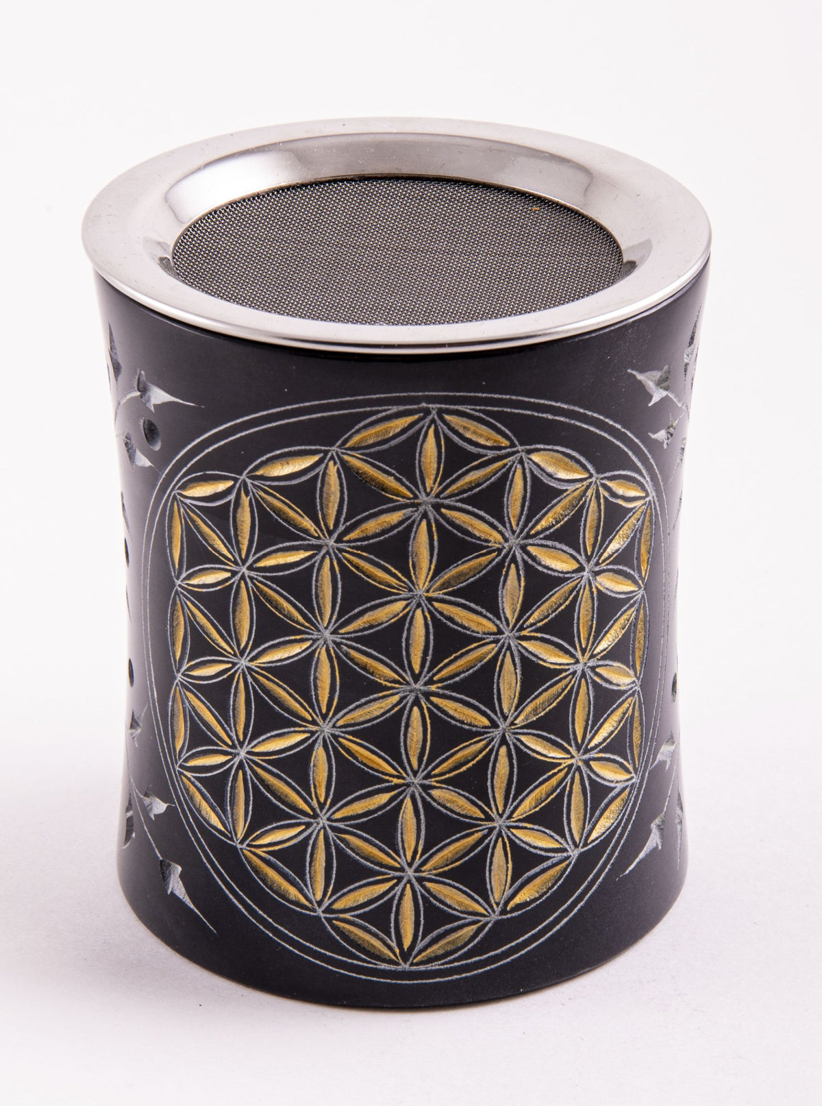 Siebgefäß Blume des Lebens schwarz - gold – Seelenecho