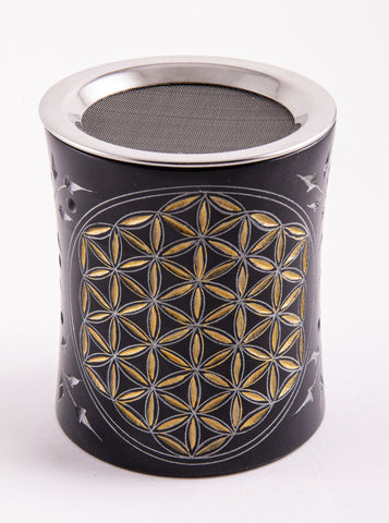 Siebgefäß Blume des Lebens schwarz - gold – Seelenecho