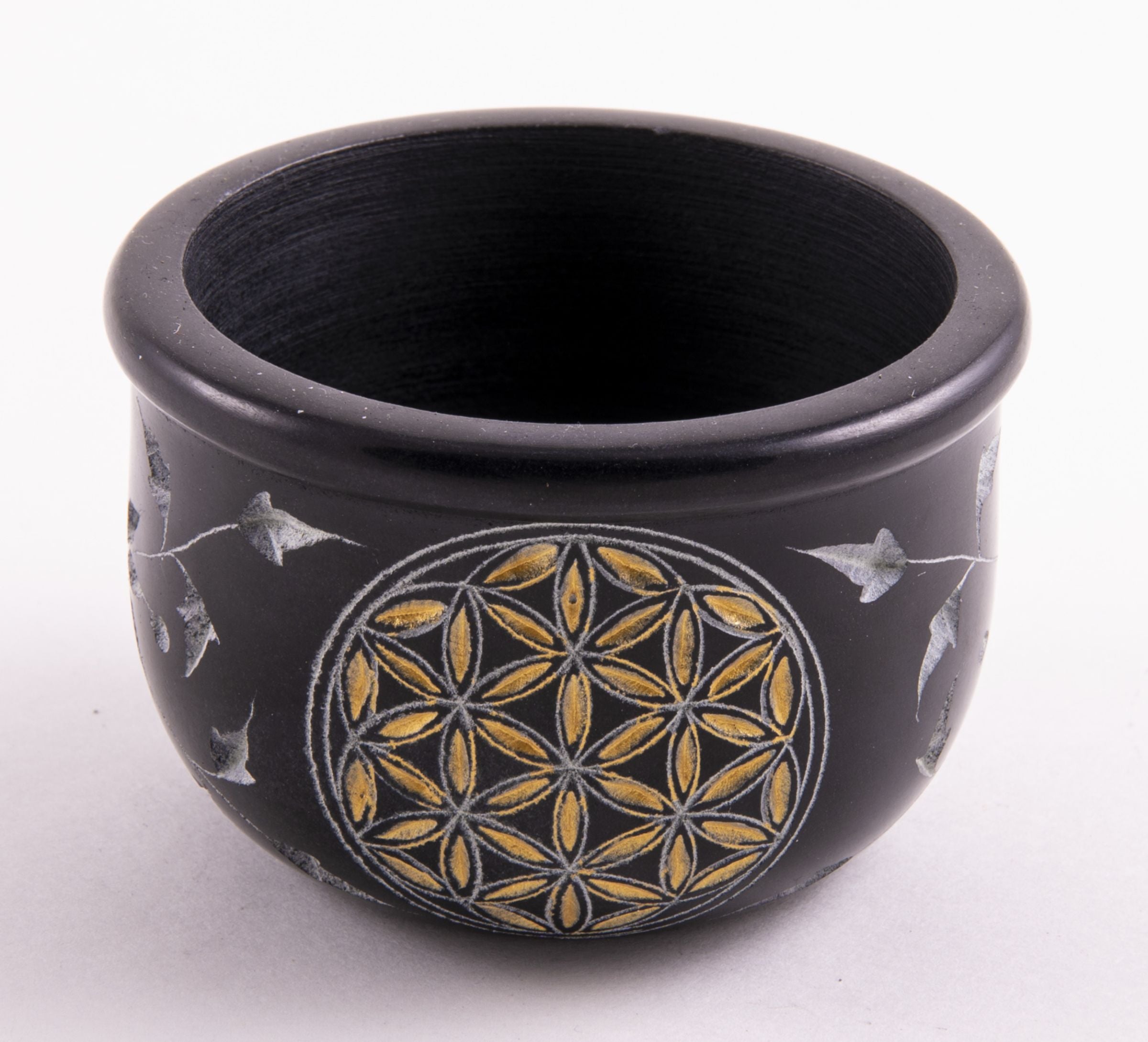 Räucherschale Blume des Lebens schwarz - gold – Seelenecho
