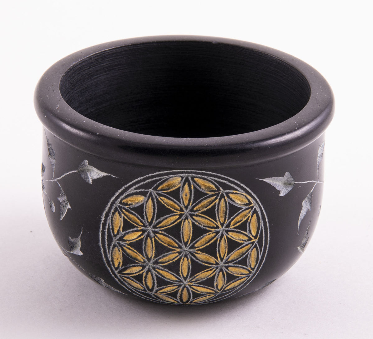 Räucherschale Blume des Lebens schwarz - gold – Seelenecho