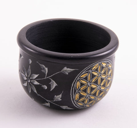 Räucherschale Blume des Lebens schwarz - gold – Ansicht 2