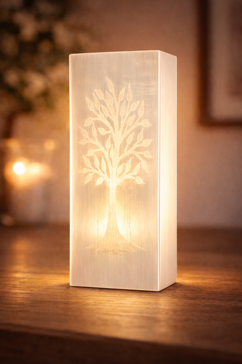 Selenit Lampe mit Lebensbaum – sanftes Licht für Ruhe und Klarheit ca. 25cm