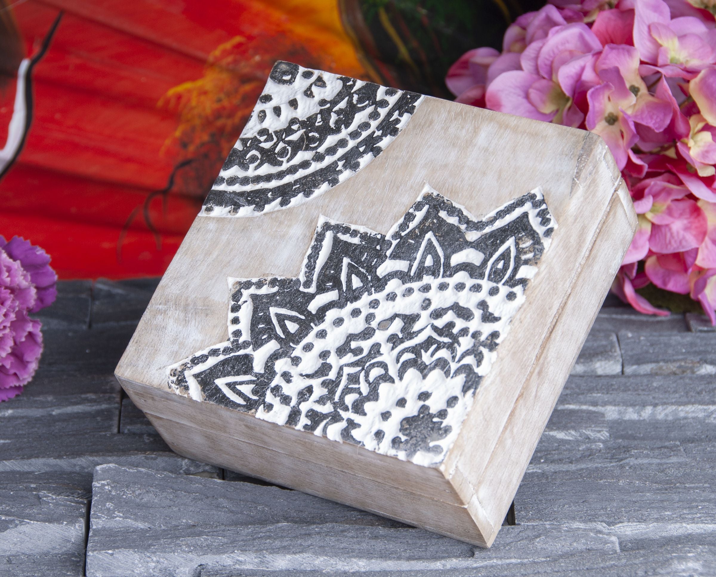 Mandala Silberbox, klein Mangoholz – Ansicht 2