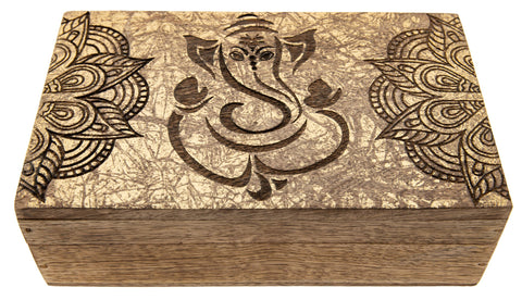 Ganesha Holzbox Goldverzierung – Seelenecho