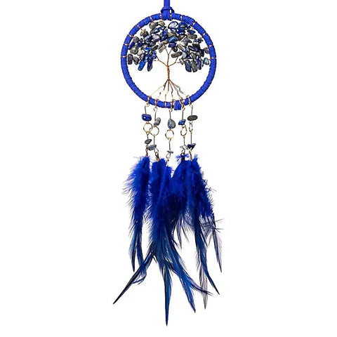 Traumfänger Lebensbaum mit Lapislazuli – Symbol für Weisheit, Schutz & innere Klarheit | Handgefertigter Traumfänger