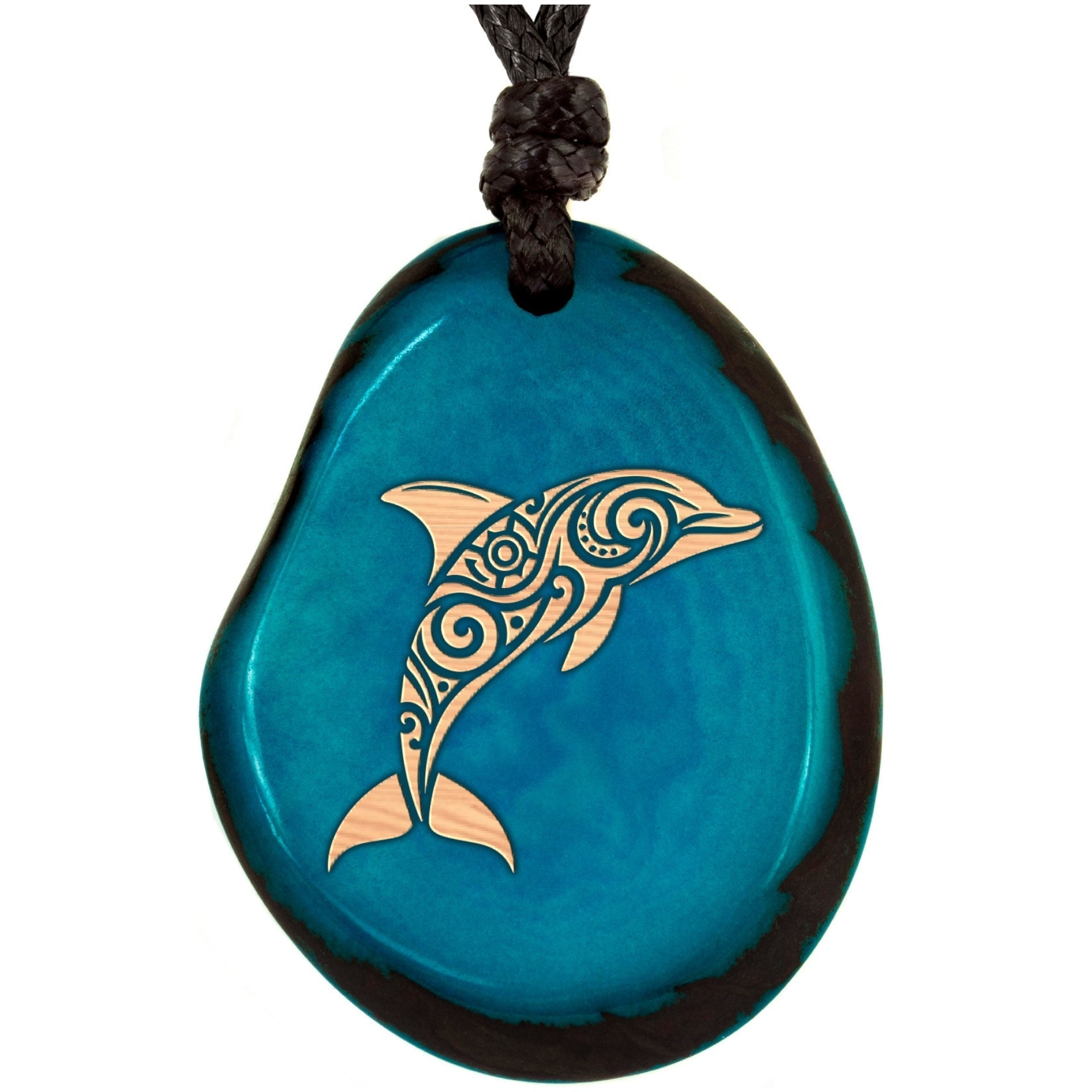 Taguanuss-Kette Türkis Delfin – Seelenecho