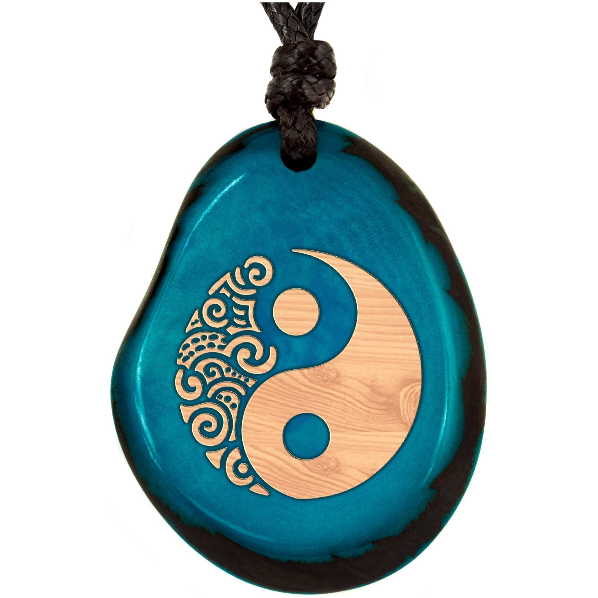 Taguanuss-Kette Türkis Yinyang – Seelenecho