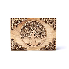Tarot-Box aus Mangoholz mit Lebensbaum-Symbol