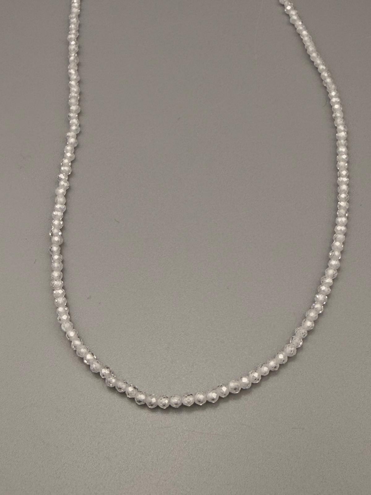 Zirkon Kette – facettierte Kugeln ca. 3 mm/45cm