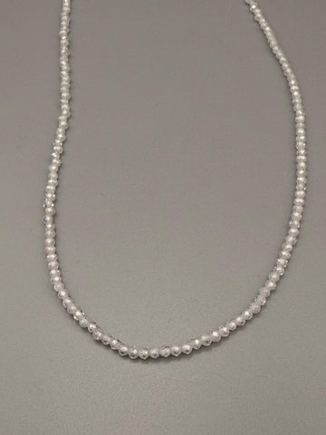 Zirkon Kette – facettierte Kugeln ca. 3 mm/45cm
