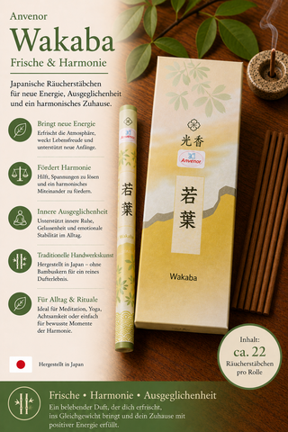 Anvenor Wakaba – Junge Blätter | Japanische Räucherstäbchen für Neubeginn & frische Energie