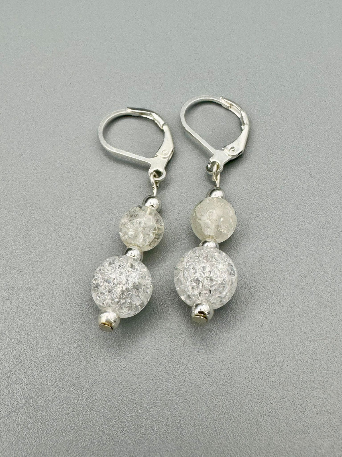 Bergkristall Ohrringe gecrackt handgefertigt 925 Silber