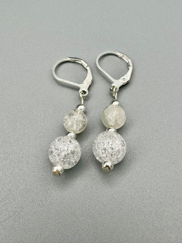 Bergkristall Ohrringe gecrackt handgefertigt 925 Silber