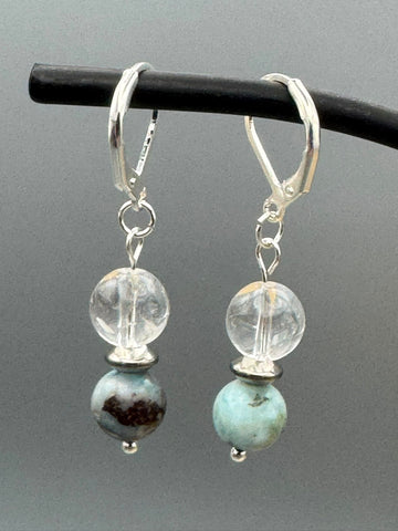 Larimar &  Bergkristall Ohrringe aus 925er Silber – Klarheit, Harmonie und karibische Schönheit