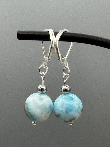 Larimar Ohrringe aus 925er Silber – Karibische Eleganz in ihrer schönsten Form