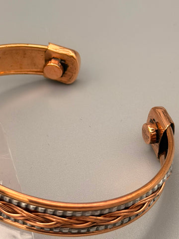 Kupferarmband mit Magneten – Geflochtenes Design | Offenes Magnetarmband aus Kupfer