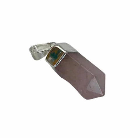 Kristallspitze Anhänger 2 cm – versilbert & nickelfrei | Bergkristall, Rosenquarz, Citrin oder Amethyst