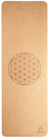 Yogamatte aus Kork mit Blume des Lebens 6mm zweischichtig mit TPE ecofriendly Lage – Seelenecho