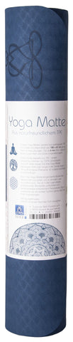 Yogamatte TPE ecofriendly - dunkelblau/hellblau 6mm zweischichtig mit Blume des Lebens – Ansicht 2