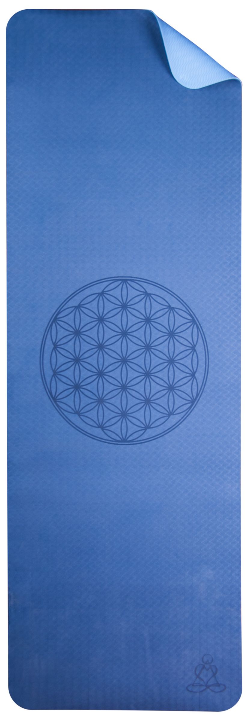 Yogamatte TPE ecofriendly - dunkelblau/hellblau 6mm zweischichtig mit Blume des Lebens – Ansicht 3
