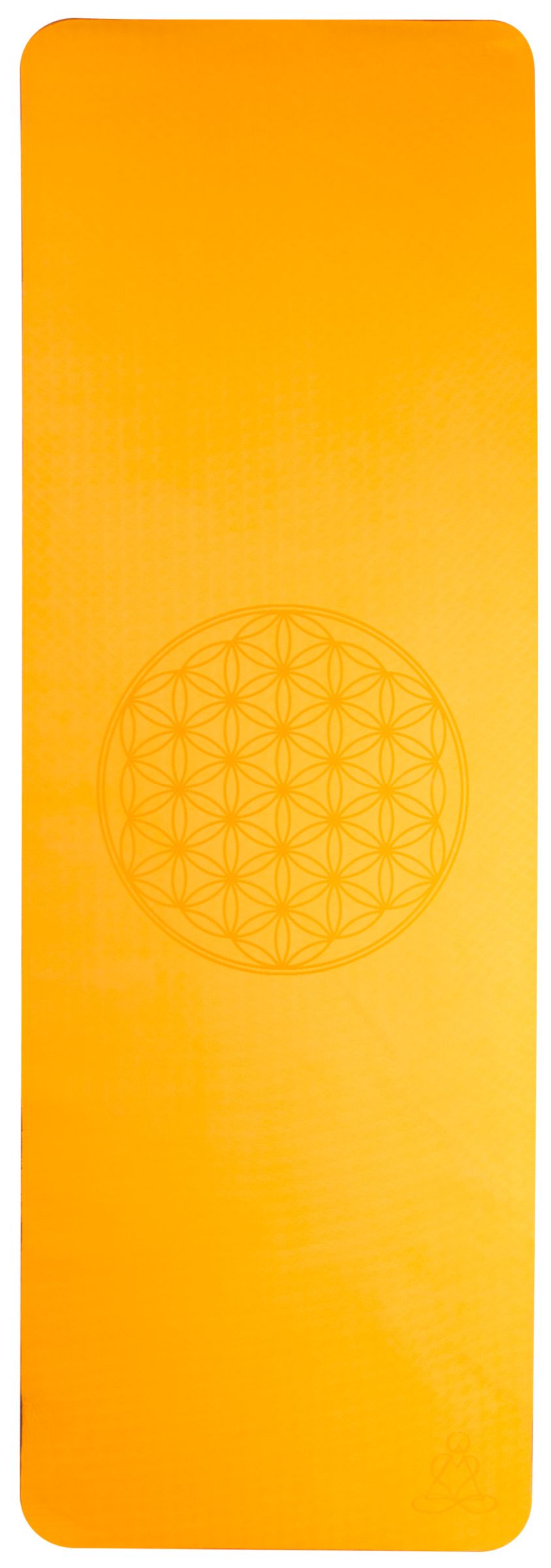 Yogamatte TPE ecofriendly - orange/grau 6mm zweischichtig mit Blume des Lebens – Seelenecho