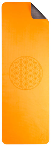 Yogamatte TPE ecofriendly - orange/grau 6mm zweischichtig mit Blume des Lebens – Ansicht 3