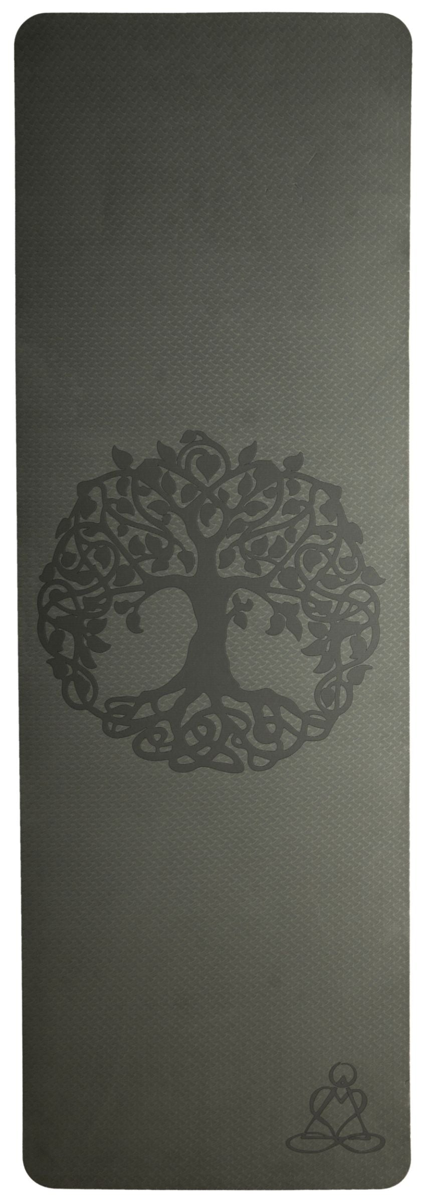 Yogamatte TPE ecofriendly - dunkelgrün/ hellgrün mit Baum des Lebens – Seelenecho