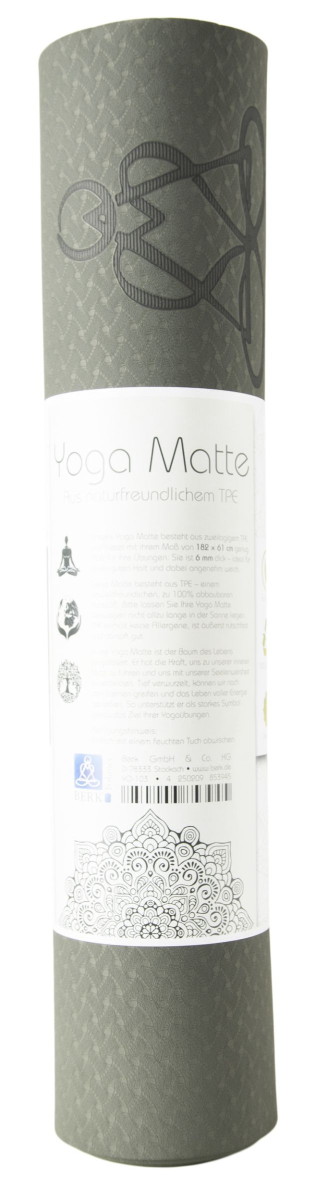 Yogamatte TPE ecofriendly - dunkelgrün/ hellgrün mit Baum des Lebens – Ansicht 2