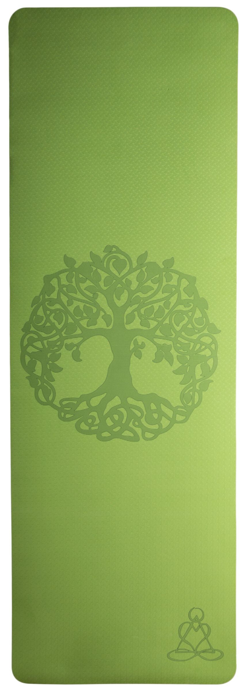 Yogamatte TPE ecofriendly - hellgrün / grau mit Baum des Lebens – Seelenecho