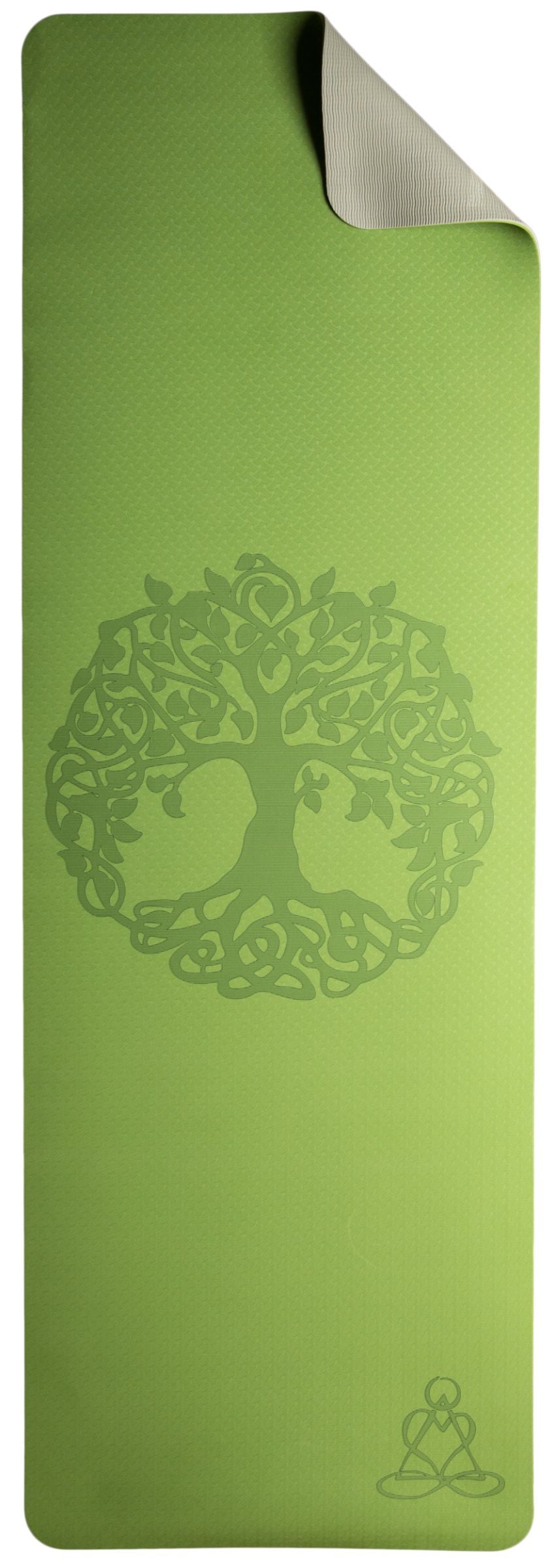 Yogamatte TPE ecofriendly - hellgrün / grau mit Baum des Lebens – Ansicht 3