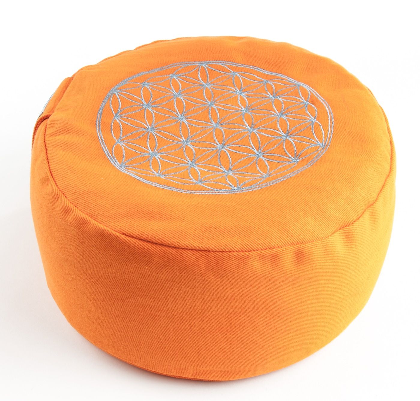 Blume des Lebens Meditationskissen orange mit Buchweizen gefüllt 30 x 15 cm – Seelenecho