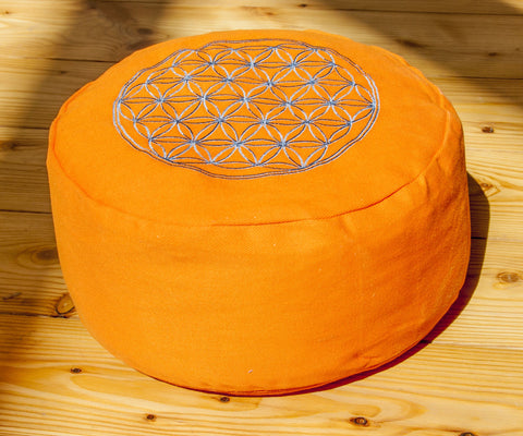 Blume des Lebens Meditationskissen orange mit Buchweizen gefüllt 30 x 15 cm – Ansicht 4
