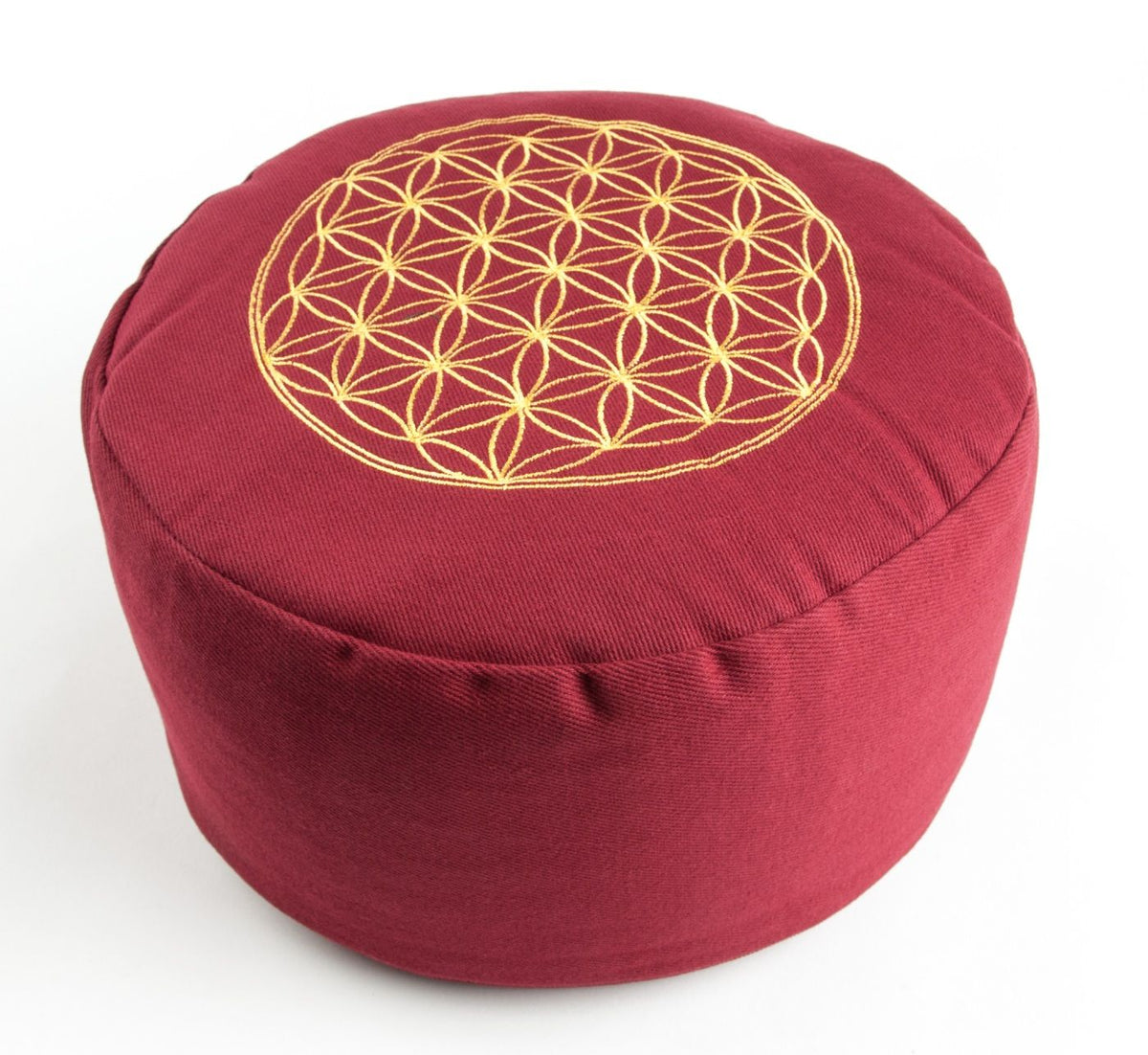 Blume des Lebens Meditationskissen rot mit Buchweizen gefüllt 30 x 15 cm – Seelenecho
