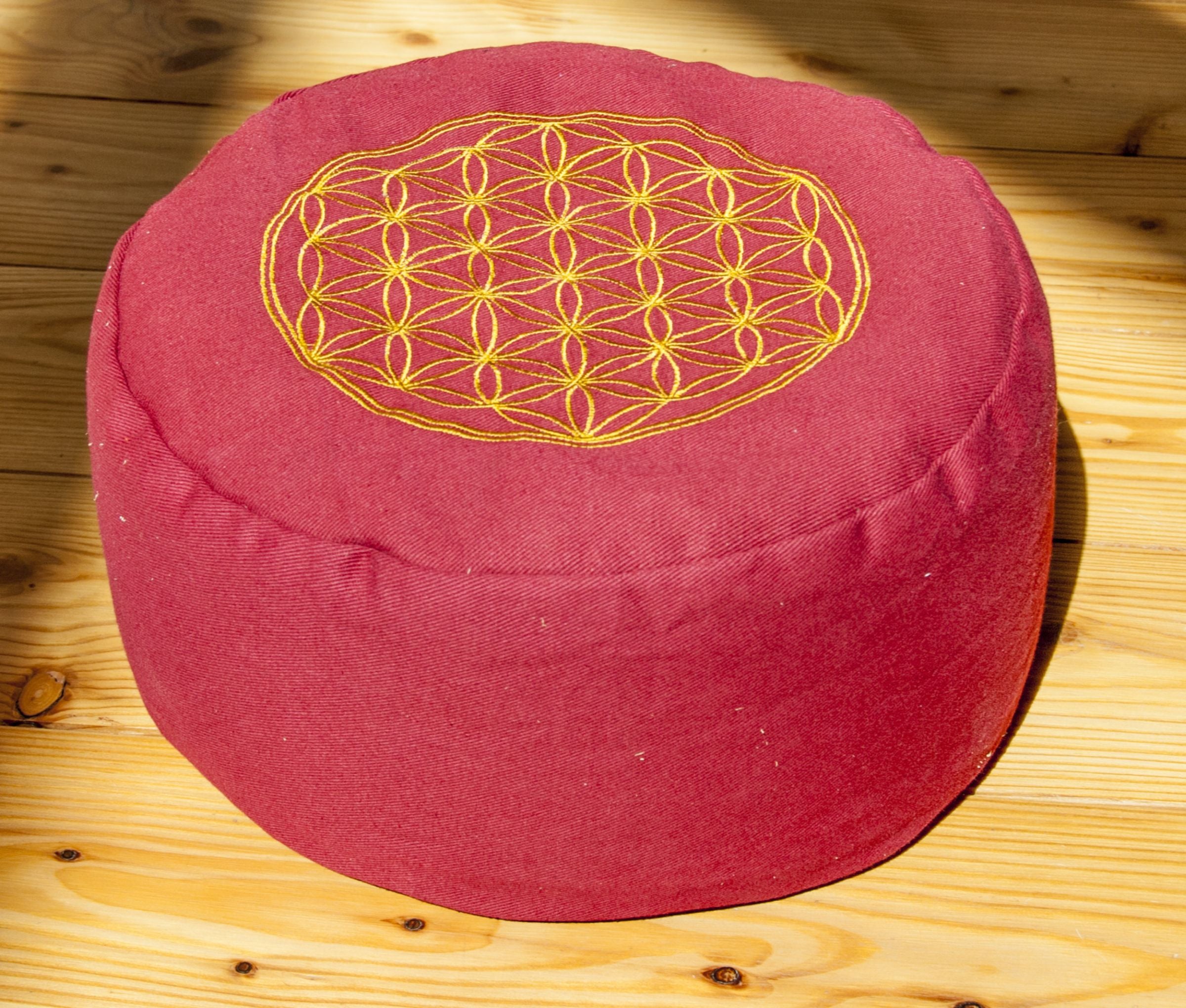 Blume des Lebens Meditationskissen rot mit Buchweizen gefüllt 30 x 15 cm – Ansicht 4
