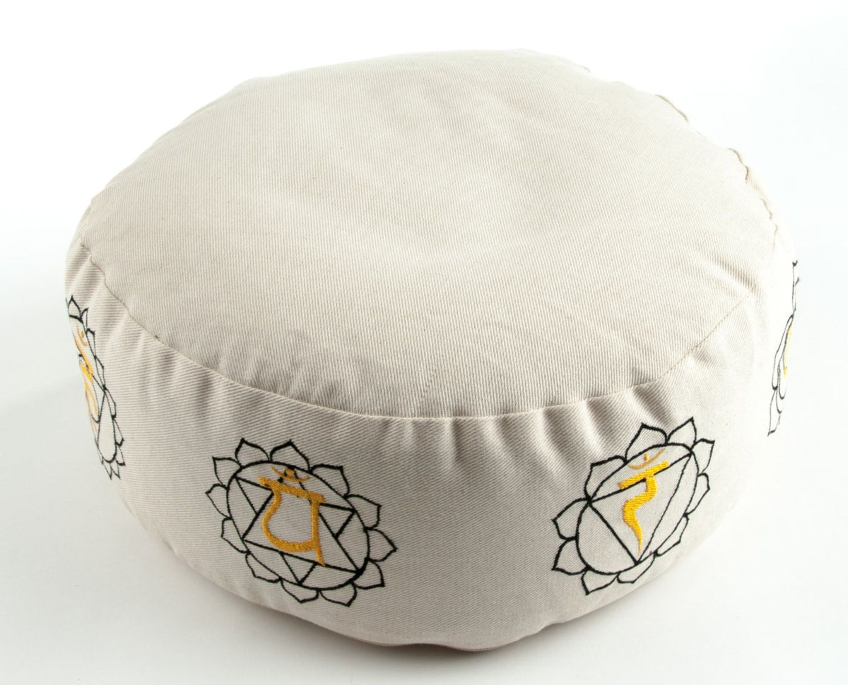 7 Chakra Meditationskissen mit Buchweizen gefüllt Ø 35 cm – Seelenecho