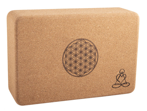 Yogablock aus Kork, klein mit Blume des Lebens und Mandala – Seelenecho